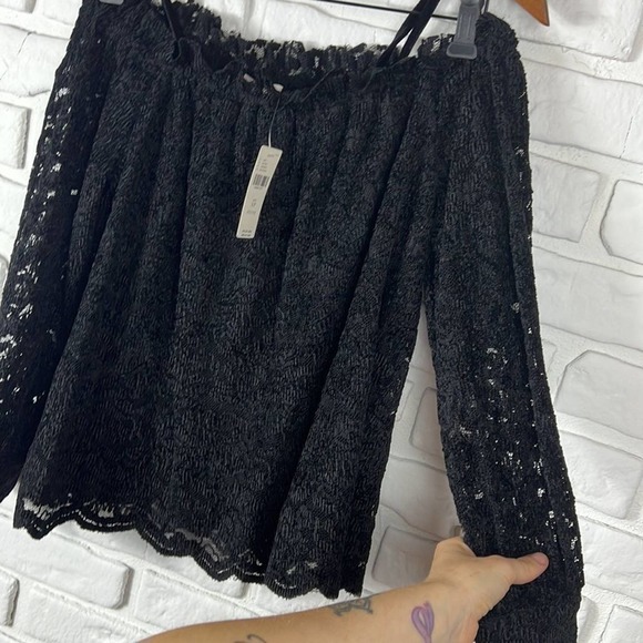 NWT Anthropologie Eri + Ali lace off the shoulder top size petite small - Picture 7 of 11